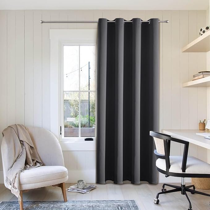 ChrisDowa Grommet Blackout Curtains for Bedroom - Thermal Insulated Room Darkening Curtains for Living Room (1 Panel Set, Dark Grey,52W x 72L)