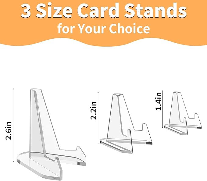 NIUBIER Card Display Stand, 30 Pack Clear Card Stands, Arcylic Card Display, Mini Card Stands for Sports Cards, Sports Card Holder, Graded Card Display (2.7 Inch)