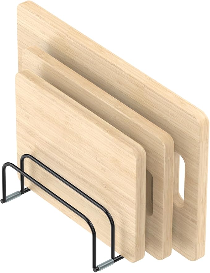 Cutting Board Storage Rack, Compact Cutting Board Organizer, Chopping Board Storage Stand Rack, Bakeware & Cookie Pan Sheets Organizer (1.0 Inch Width Slots)