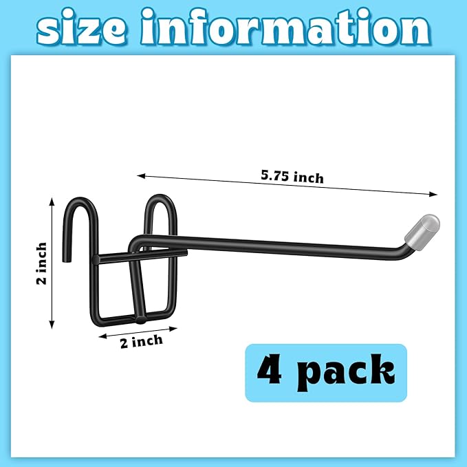 MorningRo 4 Pcs Accessory Hooks for Wire Shelving with Rubber Cover Heavy Duty Metal Hooks for Hanging Kitchen Utensils Wire Shelf Accessories Room Organization (Black)