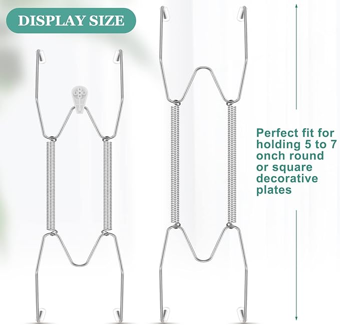 Hotop 12 Pieces Plate Hangers for Wall 6 Inch Stainless Steel Wire Invisible Plate Hangers Heavy Duty Display Holders with 12 Pieces Hooks for Wall Decorative(Silver)