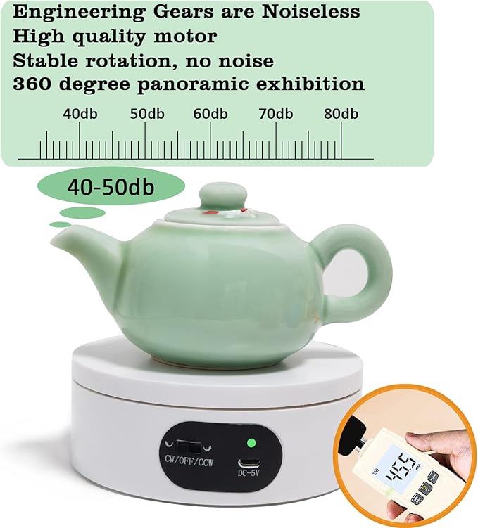 YVV Turner Cup Rotating Display Stand for Epoxy Glitter Tumbler, 360 Degree Automatic Mute Rotating Turntable for Photography Products and Shows. Bling Bling Tumbler Making Supplies Spinner White USB