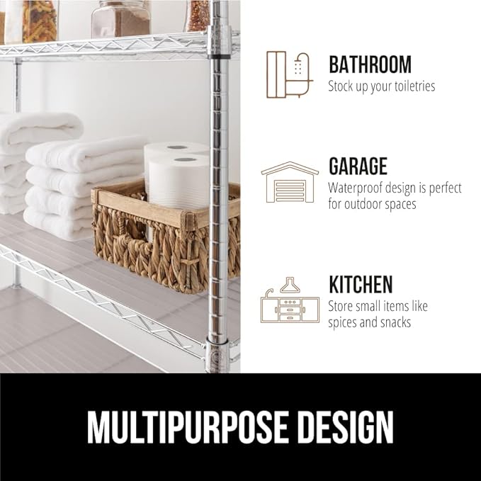 GORILLA GRIP ShelfGuard Wire Shelf Liner Compatible with Amazon Basics Shelving Unit, Set of 5 Waterproof Liners for Organizing Metal Rack Shelves, Kitchen Cabinets, Cupboard, Pantry, 14x30 Charcoal