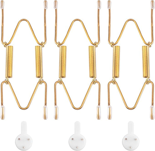 Bilillo 3 Pcak Plate Hangers for The Wall, Suitable for 3.5-4.5 inch Decorative Plate, Stainless Steel Invisible Heavy Duty Wire Plate Holder with Wall Hooks, Plate Hangers for Displaying Plates