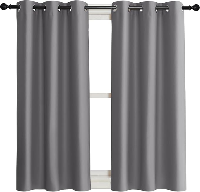 NICETOWN Blackout Curtain Blind for Bedroom, Single Panel, W42 x L54 inches, Grey/Gray, Thermal Insulated Grommet Blackout Room Darkening Drape/Drapery