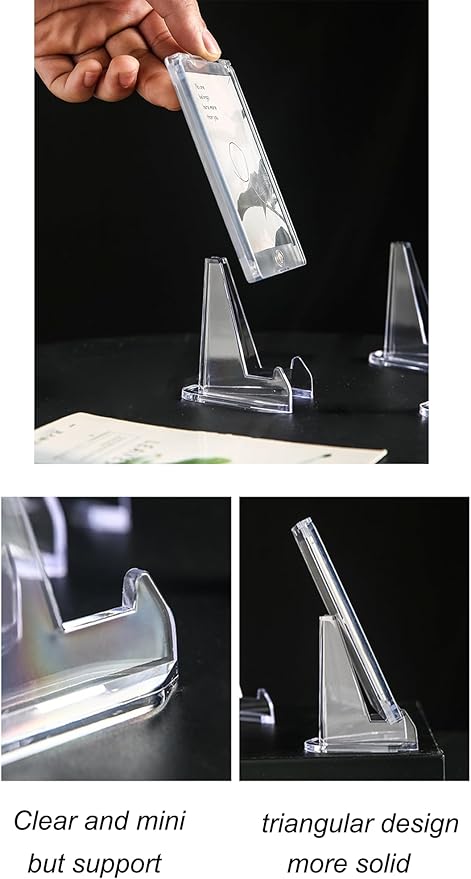 50 Packs Card Display Stand, 2.2 inch Acrylic Easel Mini Card Stand for Sports Graded Trading Baseball Football Card