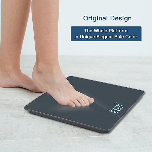 Homebuds Bathroom Scale for Body Weight, Precision 0.1lb by Our Professional Scale Factory Since 2001, Digital Weight Scale LED Display and Step-On, 3*AAA Batteries Included, 400lb/182kg, Blue