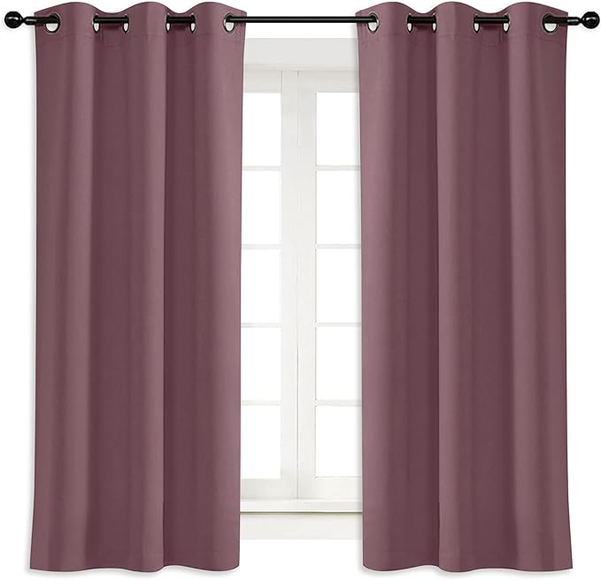 NICETOWN Blackout Curtain Blind for Bedroom, Single Panel, W42 x L54 inches, Dry Rose, Thermal Insulated Grommet Blackout Room Darkening Drape/Drapery