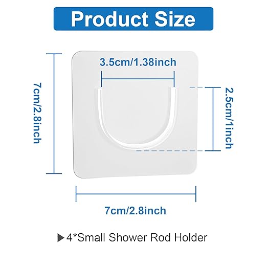 12 Pack Shower Rod Holder with Strong Adhesive, Shower Curtain Rod Holder No Drilling, Shower Bar Holder,Tension Curtain Rod Bracket, Small