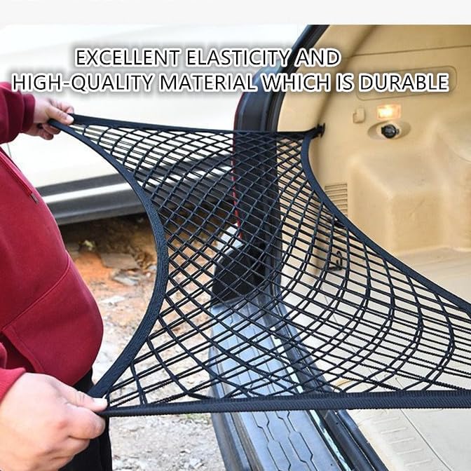 Cargo Net for SUV with Hooks, Adjustable Highly Elastic Storage Organizer Net for Car, Pickup Trucks,Mesh Organizer 3.3'x2' Stretches to 6'x4', Black