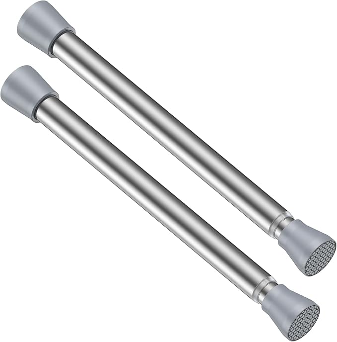Tension Rod 16 to 26 Inch Sliver Tension Curtain Rod No Drill Spring Tension Rod 2pack Small Tension Rod for Cupboard Closet Bookshelf Diy Projects Wardrobe Spring Loaded Curtain Rods