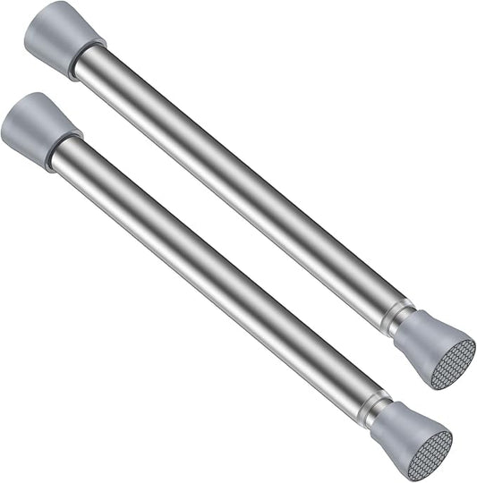 Tension Rod 16 to 26 Inch Sliver Tension Curtain Rod No Drill Spring Tension Rod 2pack Small Tension Rod for Cupboard Closet Bookshelf Diy Projects Wardrobe Spring Loaded Curtain Rods
