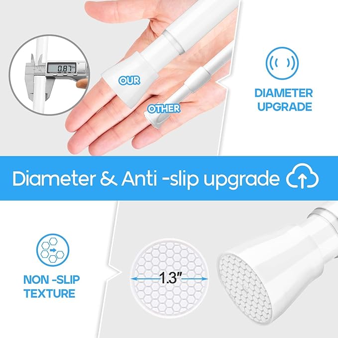 Tension Curtain Rod White 4PCS Tension Rods for Windows 30 to 64 Inch Spring Curtain Rod Adjustable Tension Rod Tension Curtain Rod of Bathroom Window Curtain Rod Closet rod Kitchen rod Wardrobe