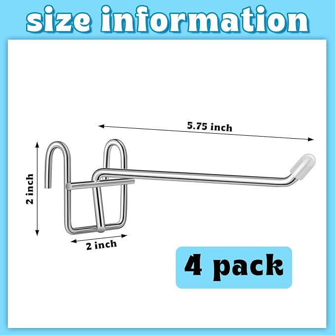 MorningRo 4 Pcs Accessory Hooks for Wire Shelving with Rubber Cover Heavy Duty Metal Hooks for Hanging Kitchen Utensils Wire Shelf Accessories Room Organization (Silver)