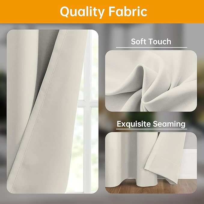 Room Divider Curtains Flexible Ceiling Tracks Set Curtain Track Ceiling Mount Blackout Curtain for Living Room Bedroom Ceiling Curtain Rod Privacy Dividers Panels W120 x H120 Beige Drape & Black Rail