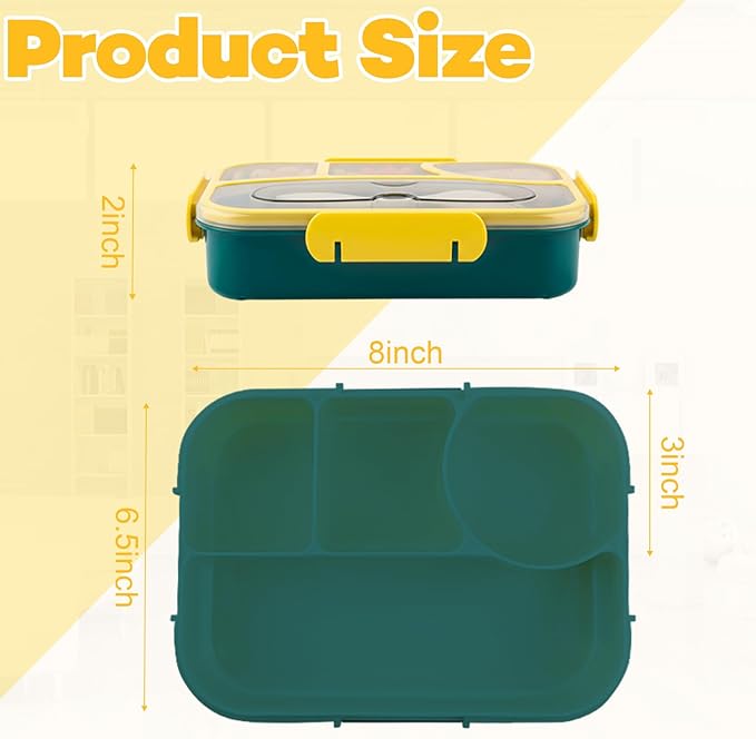 Bento Box for Adults,4 Compartments Lunch Box, Snack Containers Reusable Lunch Containers Drop-Proof, Dishwasher Safe & Made with BPA-Free Materials, Dark Blue