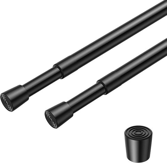 2 Pack Spring Loaded Tension Rod 48-59" Adjustable Curtain Rods No Drill Extendable Spring Rod Tension Curtain Rods For Window Kitchen Shelves Rv Refrigerator And Small Spaces,Black