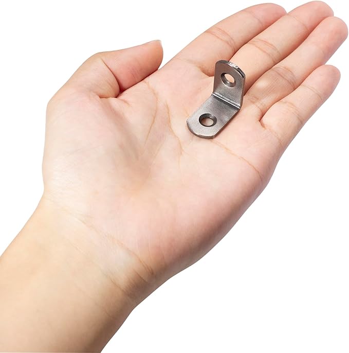 L Bracket 1" Corner Brace 90 Degree Right Angle Metal Support Fastener for Wood Shelves Furniture Desk Cabinet Chair Drawer, Pack of 16, Black Tone Gun Metal