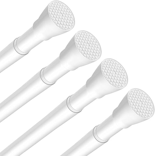 Tension Curtain Rod White 4PCS Tension Rods for Windows 30 to 64 Inch Spring Curtain Rod Adjustable Tension Rod Tension Curtain Rod of Bathroom Window Curtain Rod Closet rod Kitchen rod Wardrobe