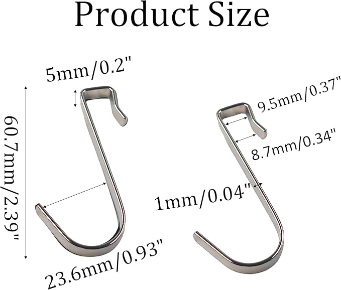 20Pcs J Shaped Stainless Steel Hanger Hook,Clip-on Wire Rack Hook, Hanging Sink Grid Hooks Wire Shelf Hooks for Kitchen Bedroom Office, Silver