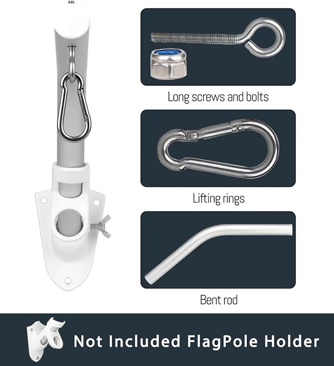 2 Pack Flag Pole Holder Brackets Accessories,Heavy Duty Aluminum Hanging Plant Hook 1 inch Diameter Plant Hooks for Hanging Baskets,Plant Hangers Outdoor(Not Included FlagPole Holder)