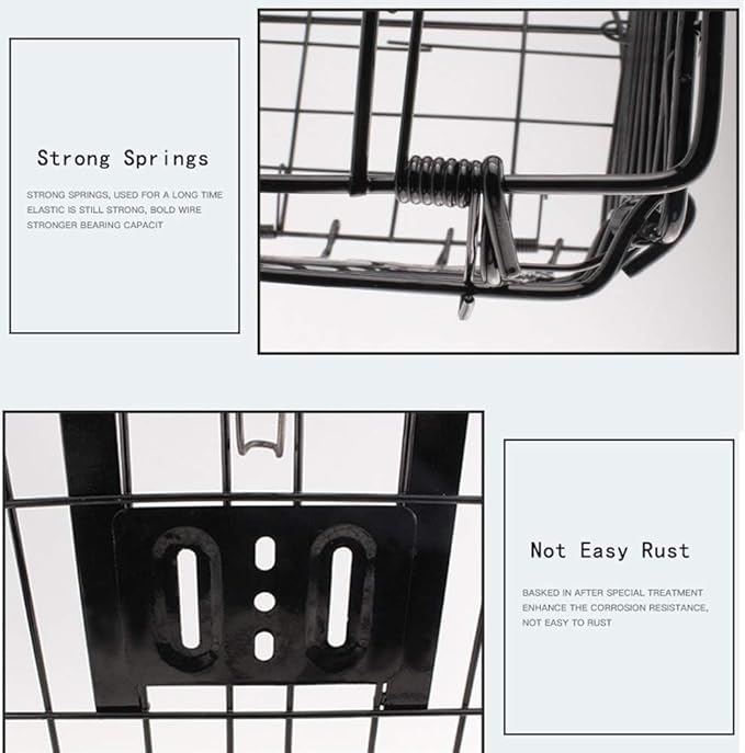 Folding Bike Front Basket Bicycle Wire Basket with Handles Easy Installation on Front Handlebar