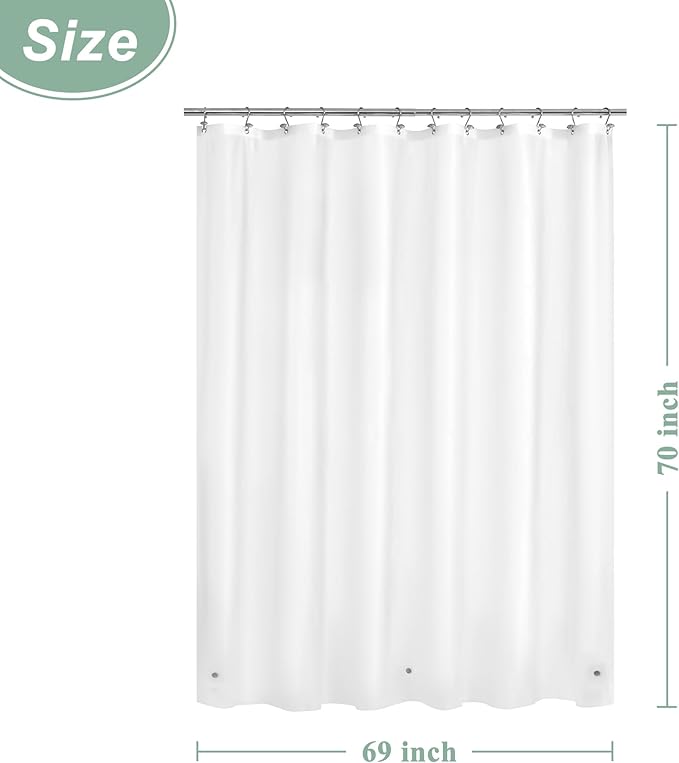Mrs Awesome Frost Shower Curtain Liner with 3 Magnets, 69x70 Frosted PEVA Shower Liner, Light Weight Plastic Shower Curtain for Bathroom, Waterproof,Frost