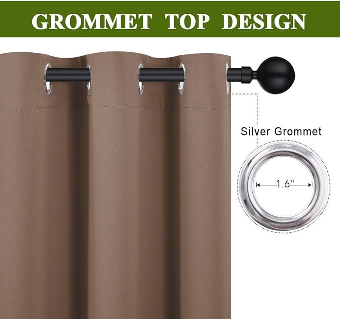 NICETOWN Blackout Blinds for Patio Door, Sliding Door Insulated Blackout Curtains, Extra Wide Curtain with Grommet Top for Villa/Hall/Parlor (Cappuccino, 70 inches W x 84 inches L)
