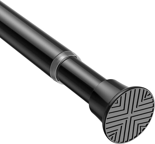 AIZESI Black Adjustable Tension Curtain Rod, 31-63 Inch Spring No Drill Stainless Steel Shower Rods for Bathroom，Closet ，Window–Rust Resistant，Non-Slip