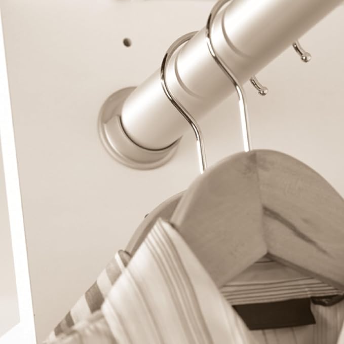 Synergy Collection Wardrobe Tube Support, 1 Pair for 1 5/16" Diameter Closet Rod (Zinc, White)