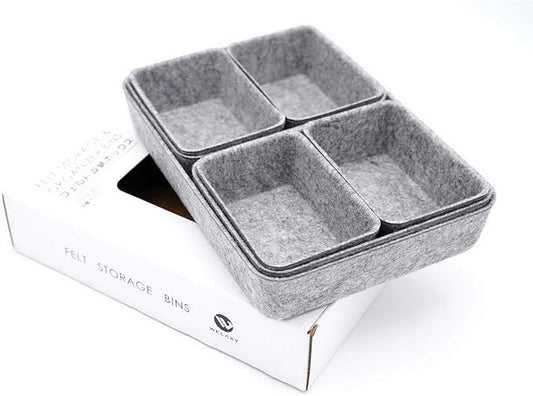Welaxy Office drawer organizers trays felt storage bin organize dividers Box Dorm Home for stationery craft junk sorting 7-piece sleek minimalist lifestyle (gray)