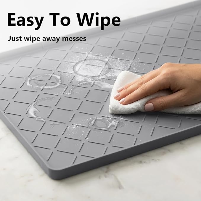 Mateeylife Under Sink Mats for Kitchen Waterproof 34"X22", Undersink Protectors，Silicone Mat Cabinet Liner, Under Sink Organizer for Bathroom and Kitchen，Boot Tray Pet Food Mat, Dark Grey