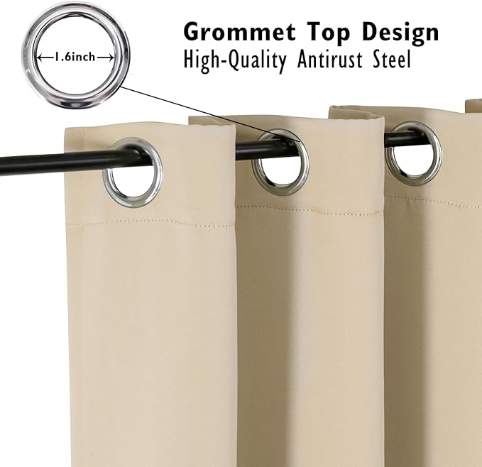 ChrisDowa Room Divider Curtain 84 Inches Long, Wide Blackout Sliding Door Curtain for Bedroom, Room Darkening Privacy Window Drape for Patio Door (1 Panel Set, Biscotti Beige, 100 x 84 Inch)