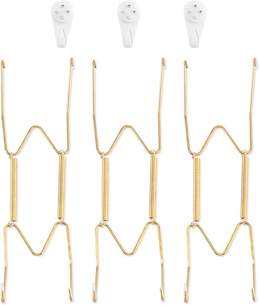 Bilillo 3 Pack Plate Hangers for Wall, Suitable for 8-10 Inch Art, Stainless Steel Invisible Heavy Duty Wire Holder With Wall Hooks for Displaying Plates, Platters, Dishes