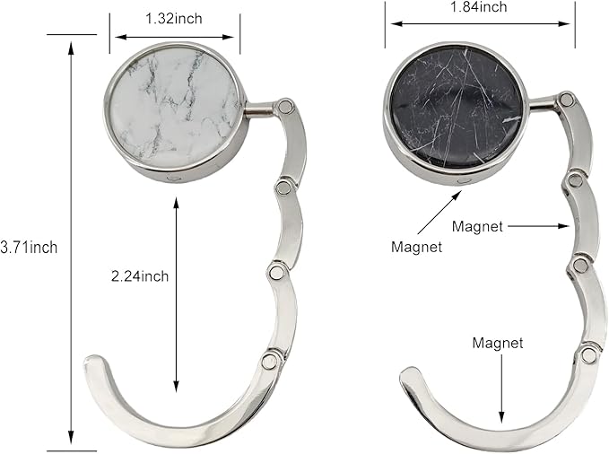 2 Pack Foldable Purse Hook Folding Women's Handbag Hangers Hooks for Desk Bling Table Bag Holder Mixed Color(Gold & Silver)