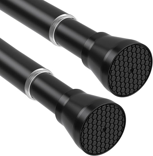 Tension Curtain Rod 2Pack Black Tension Rod Adjustable Curtain Rod No Drilling Tension Rods for Windows 28 to 48 Inch Curtain Rods Expandable Pressure Tension rods for Closet