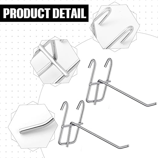 Moxweyeni 4 Inch Grid Wall Hooks 25 Pcs Gridwall Panel Hooks Store Garage Wall Mount Organizers Storage Grid Display Hangers for Retail, Craft Show, Home Setup, Customized Display (Silver)