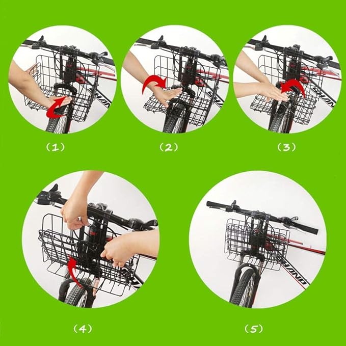 Folding Bike Front Basket Bicycle Wire Basket with Handles Easy Installation on Front Handlebar