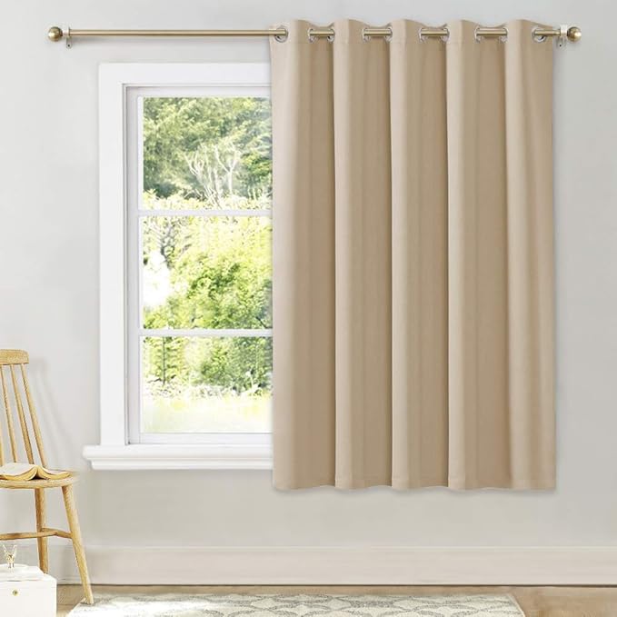 NICETOWN Bedroom Curtain Room Darkening Drapery - Biscotti Beige Room Darkening Drape/Panel for Bedroom, Grommet Top 1 Panel, 70 x 63 inches Long, Thermal Insulated, Privacy Assured