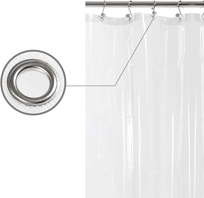 Barossa Design Longer Shower Curtain/Liner with 75 inches Height - 6 Magnets on Bottom, Heavy Duty Waterproof PEVA, PVC Free, Metal Grommets, 72x75, Clear
