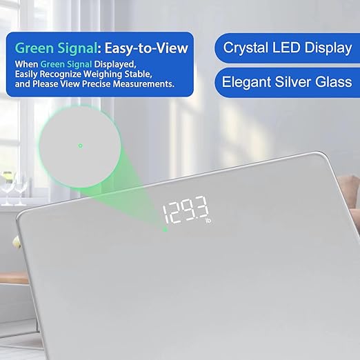 Homebuds Bathroom Scale for Body Weight, Precision 0.1lb by Our Professional Scale Factory Since 2001, Digital Weight Scale LED Display and Step-On, 3*AAA Batteries Included, 400lb/182kg, Silver