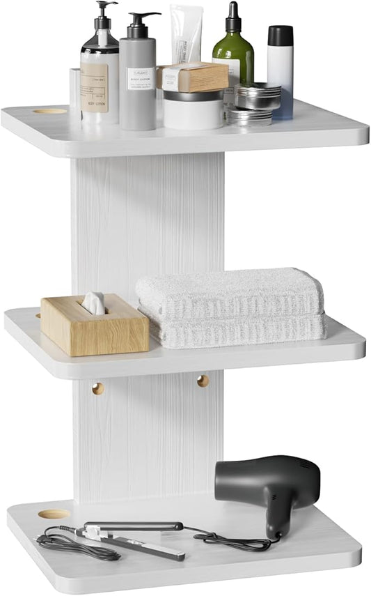 WALI Floating TV Shelf, 3 Tier Projector Shelf for DVD Players, Routers, Game Consoles, Cable Boxes, Living Room Decor Accessories, Wall Mount Shelves Holds Up to 22lbs (CS303NW), 3-Shelf, White