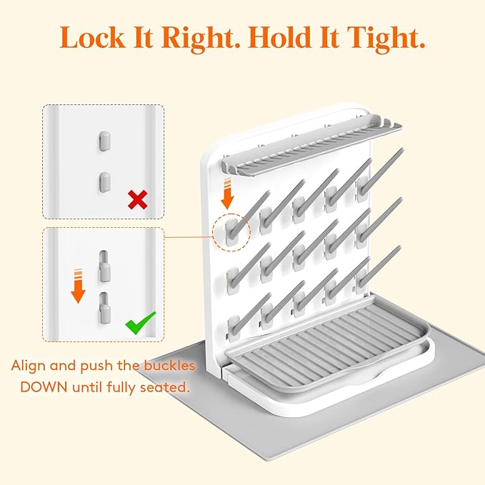 Lifewit Large Baby Bottle Drying Rack with Drain Mat & 15 Hooks, Newborn Essentials Must Haves, Countertop Holder Organizer for Baby Stuff, Rack Dryer for Pacifiers, Weighted Straws, Pump Parts