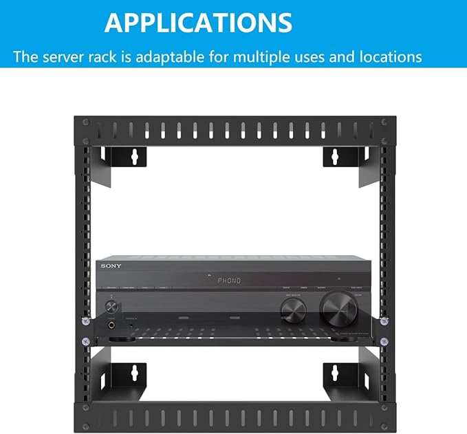 1U Universal Server Rack Shelves - 10" Deep, Steel Vented Cantilever Rack Tray for 19" Equipment, Black (10 inch)