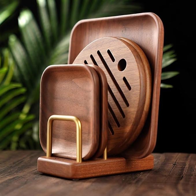 Chopping Board Rack with Wood Base Multi Layer Lid Holder Baking Pan Storage Organiser Cabinet Accessory for Home Kitchen