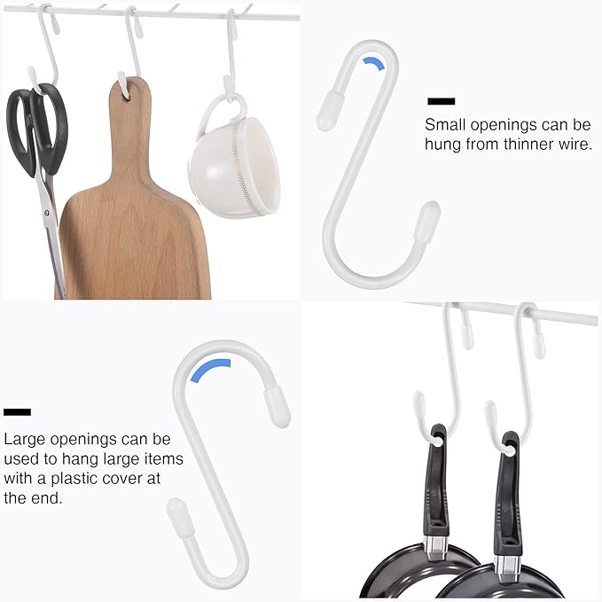Hotop 36 Pcs White S Hooks for Hanging 4.7 Inch Heavy Duty S Shaped Hook Rack Metal Non Slip Hanger for Christmas Tree Stocking Kitchen Pot Utensils Closet Wire Bathroom Bedroom Pan Bag Towel Plant