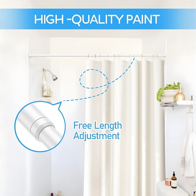 2 Pack Spring Tension Rods 33-59 Inches, 5/8 Inch Diameter White No Drill Spring Loaded Adjustable Extendable, Small Short Tension Curtain Rod for Windows Kitchen Doorway Closet Cupboard