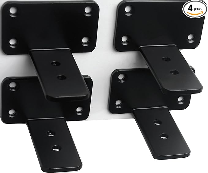 4 Pack - 3 inch Black Hidden L Shelf Bracket (1/5 Inch Thicked) Iron Floating Shelf Brackets Rustic Industrial Metal Brackets for Shelf Support