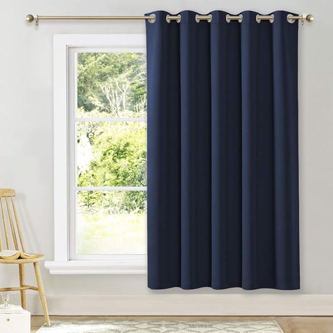 NICETOWN Bedroom Window Blackout Curtain Panel - Thermal Insulated Blackout Drape/Drapery for Loft, Guestroom (Navy, 1 Panel, 70 x 72 inch)