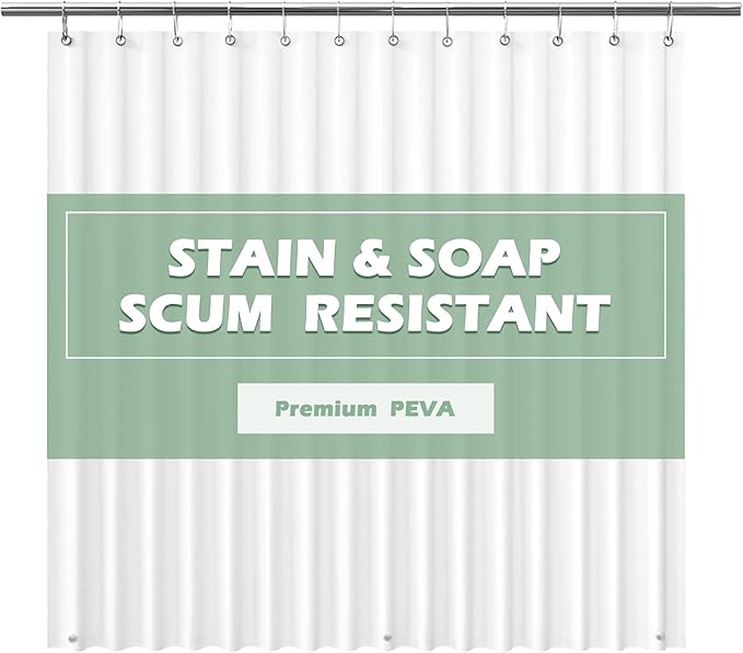 EHZNZIE White Shower Curtain Liner 72x84, PEVA Waterproof Bath Curtain, No Chemical Smell, 3 Weighted Magnets, Durable with Rustproof Metal Grommets